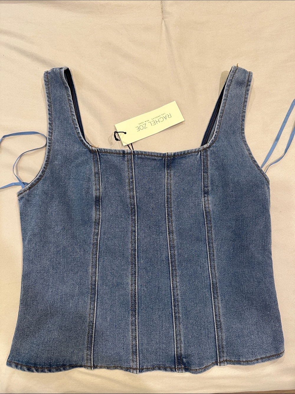 Rachel Zoe Light Blue Denim Corset Tank Top